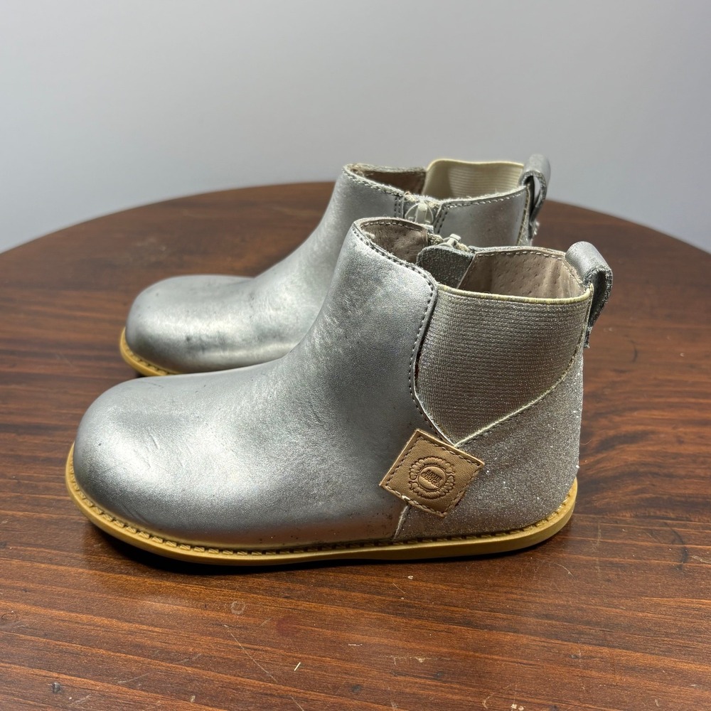 Livie & Luca Wink‎ Boots Girls Size 12 Silver Metallic Leather Ankle Booties